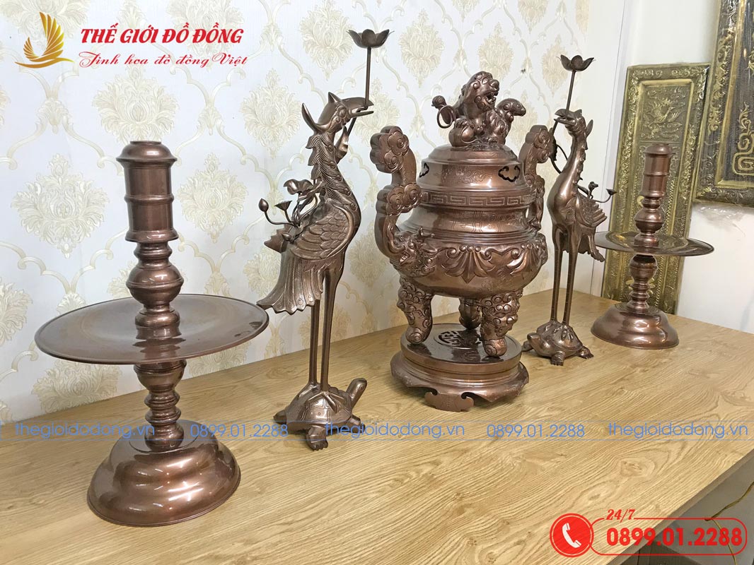 bo-ngu-su-hoa-tiet-soi-dong-do-cao-60cm-03 bộ ngũ sự họa tiết sòi đồng đỏ cao 60cm - 03