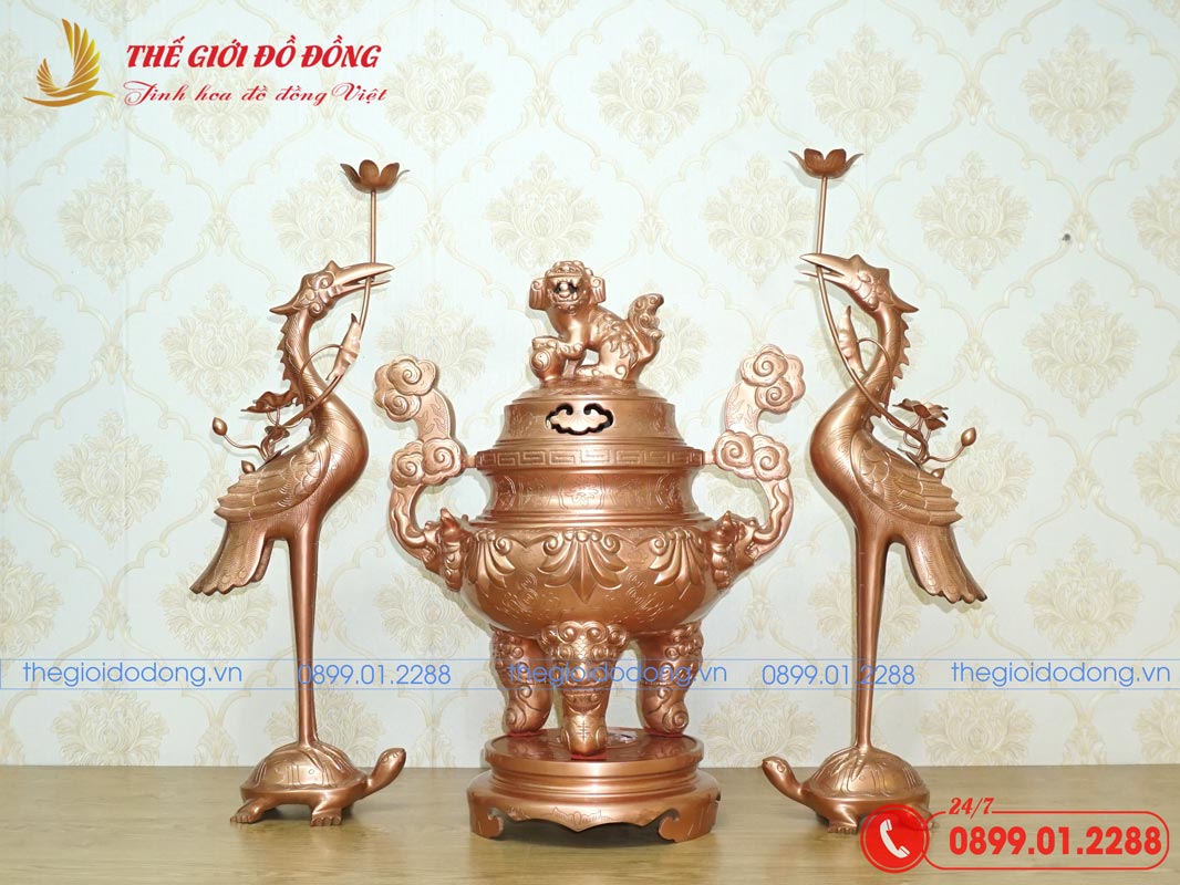bo-tam-su-hac-hoa-tiet-soi-dong-do-nguyen-ban-cao-50cm-01 vộ tam sự hạc họa tiết sòi đồng đỏ nguyên bản cao 50cm - 01