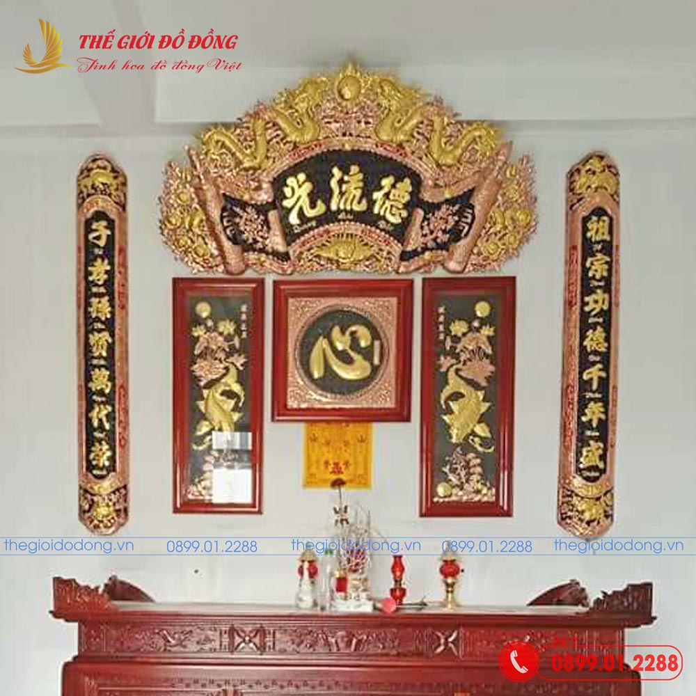 cuon-thu-cau-doi-cong-dong-do-dat-vang-kt-1m55i cuốn thư câu đối bằng đồng đỏ dát chữ vàng 1m55