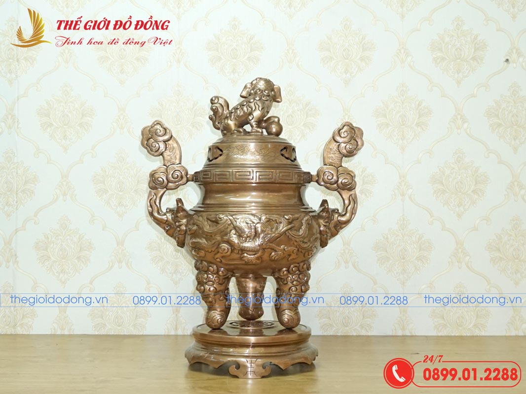 dinh-dong-tho-cung-dong-do-hoa-tiet-rong-cao-60cm-02 đỉnh đồng thờ cúng đồng đỏ họa tiết rồng cao 60cm - 02