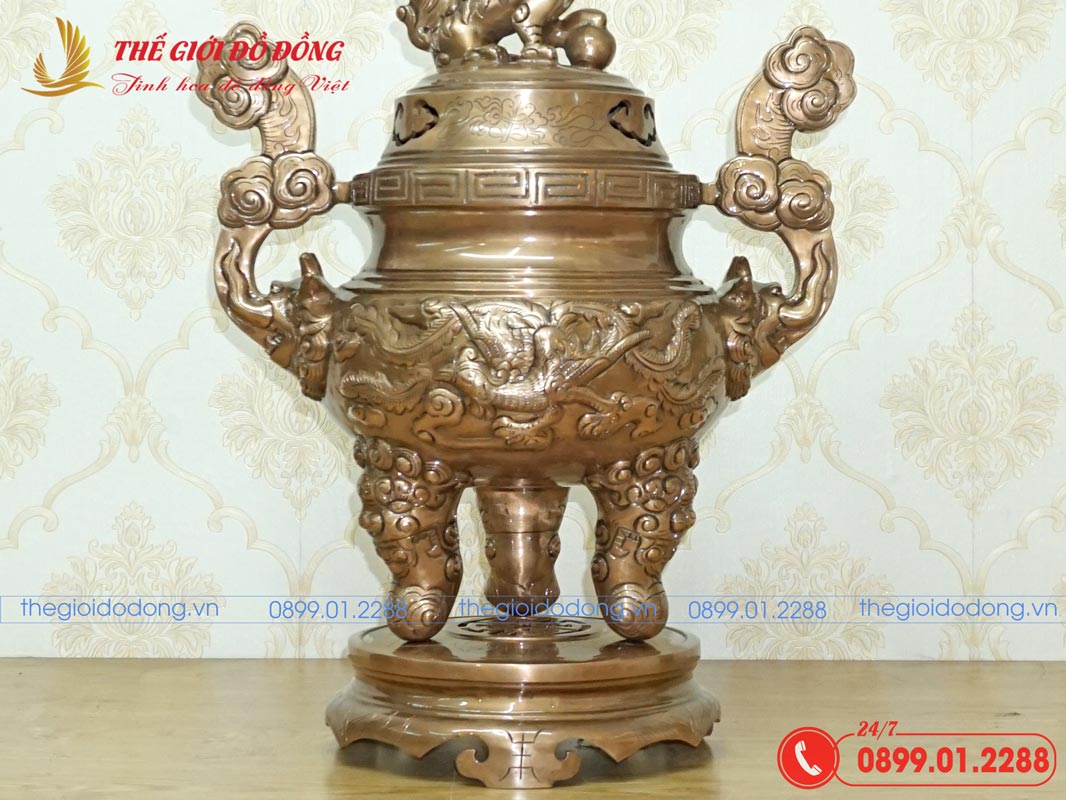 dinh-dong-tho-cung-dong-do-hoa-tiet-rong-cao-60cm-04 đỉnh đồng thờ cúng đồng đỏ họa tiết rồng cao 60cm - 04