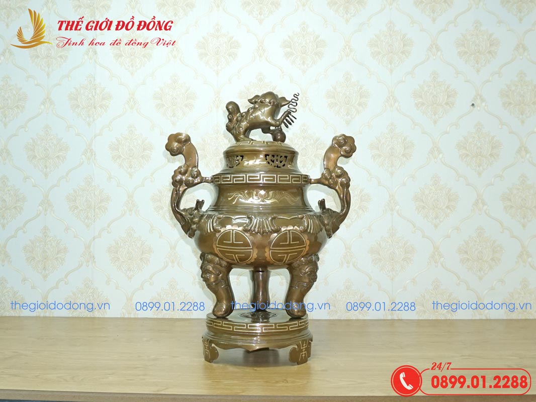 dinh-dong-tho-cung-hoa-tiet-soi-kham-tam-khi-cao-60cm-03 đỉnh đồng thờ cúng họa tiết sòi khảm tam khí cao 60cm - 04