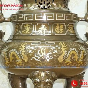đỉnh đồng thờ cúng khảm long phụng đồng đỏ cao 60cm-03