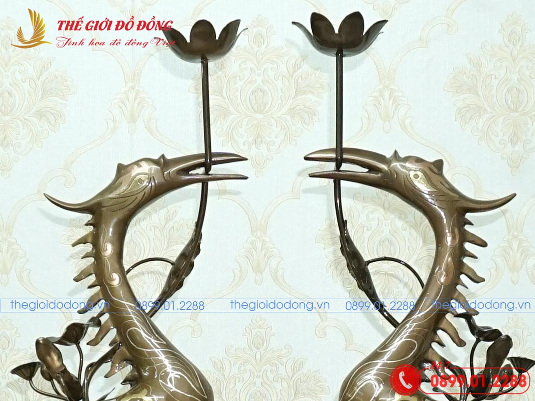 doi-hac-bang-dong-do-kham-tam-khi-cao-50cm-3 đôi hạc thờ bằng đồng đỏ khảm tam khí cao 50cm-03