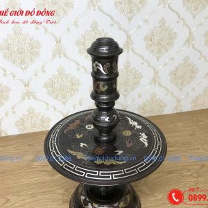 đôi nến thờ cúng bằng đồng đỏ khảm ngũ sắc - 03