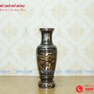 lọ hoa đồng quê bằng đồng đỏ khảm ngũ sắc - 01