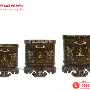 bát hương đồng đỏ khảm ngũ sắc - 05