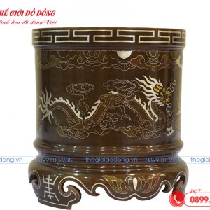 bát hương đồng đỏ khảm ngũ sắc - 08