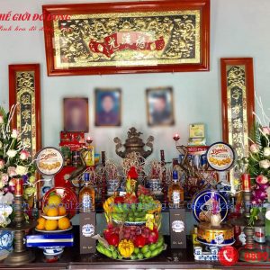 bộ đại tự nền đen đỏ khung gỗ cỡ 1m55 - 02