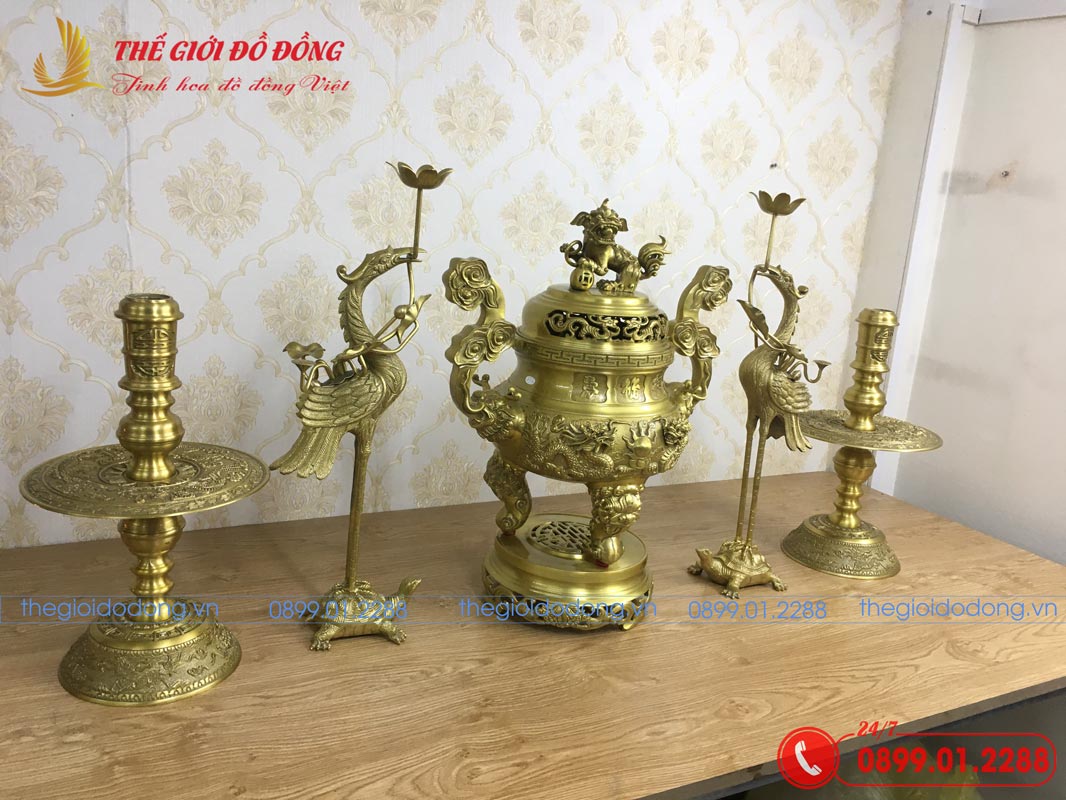 bo-ngu-su-hoa-van-rong-mau-vang-dam-cao-60cm-03 bộ ngũ sự hoa văn rồng màu vàng đậm cao 60cm - 03