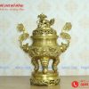 đỉnh đồng thờ cúng họa tiết rồng màu vàng đậm cao 60cm
