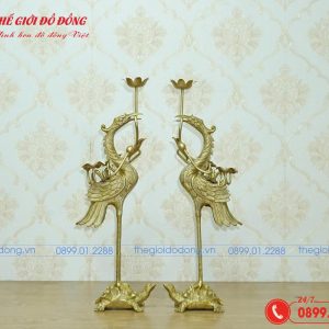 đôi hạc thờ cúng màu vàng đậm 01
