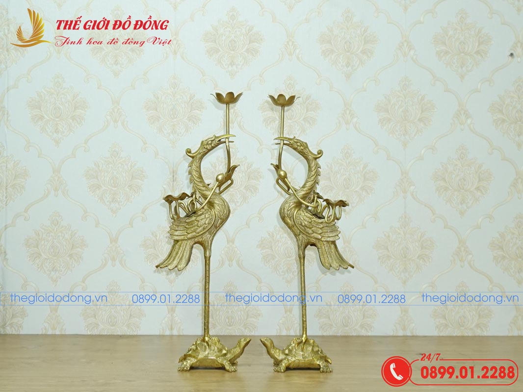 doi-hac-tho-cung-mau-vang-dam-01 đôi hạc thờ cúng màu vàng đậm 01