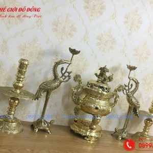 bộ ngũ sự đỉnh sòi màu vàng bóng cao 40cm - 02