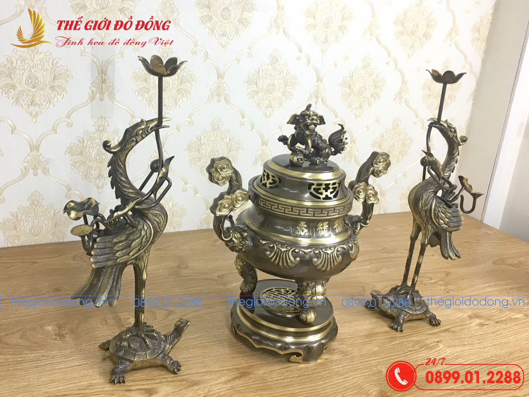 bo-tam-su-hac-dinh-soi-mau-xanh-cao-cao-40cm-03 bộ tam sự hạc đỉnh sòi màu xanh cạo cao 40cm - 03