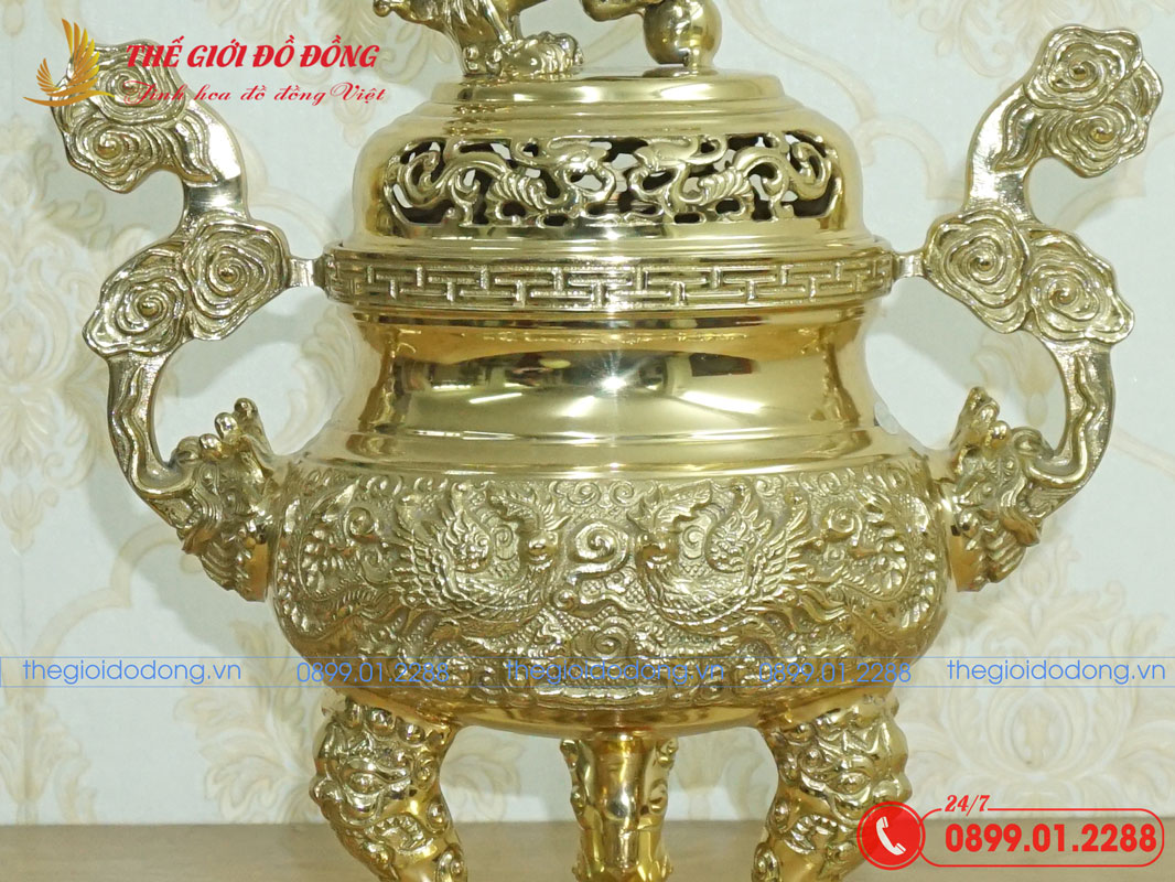 dinh-rong-mau-vang-bong-cao-40cm-05 đỉnh rồng màu vàng bóng cao 40cm - 05