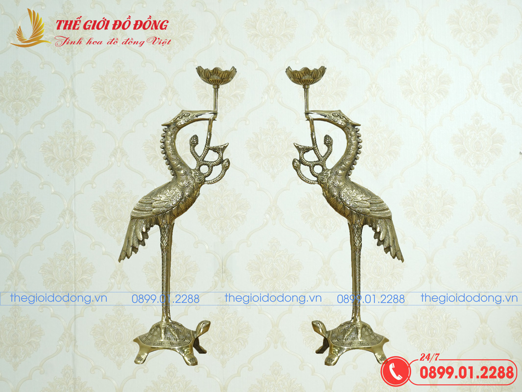 doi-hac-tho-mau-vang-bong-cao-47cm-01 đôi hạc thờ màu vàng bóng cao 47cm - 01