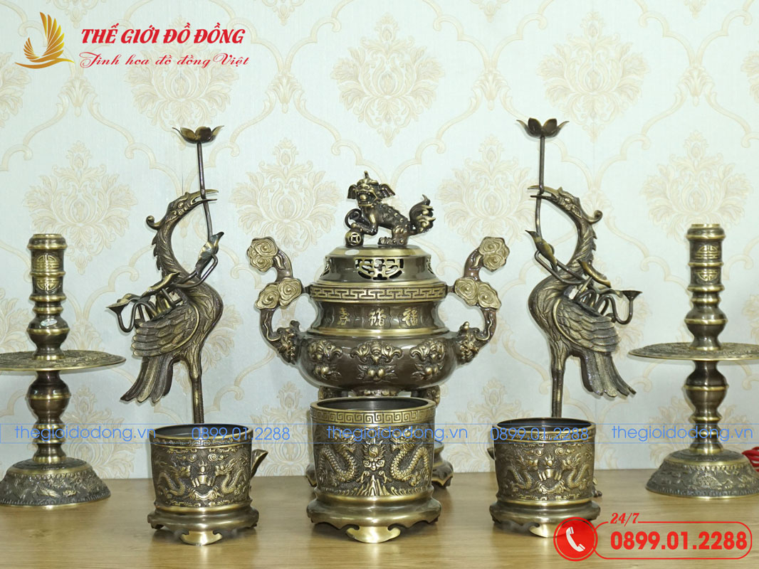 bo-do-tho-10-mon-dinh-doi-dao-mau-xanh-cao-cao-40cm-06 bộ đồ thờ 10 món đỉnh dơi đào màu xanh cạo cao 40cm - 06