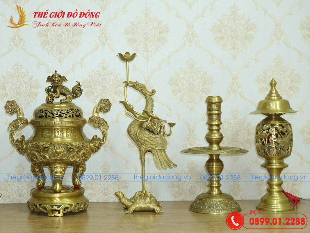 bo-do-tho-7-mon-dinh-rong-mau-vang-dam-cao-40cm-06 bộ đồ thờ 7 món đỉnh rồng màu vàng đậm cao 40cm - 06