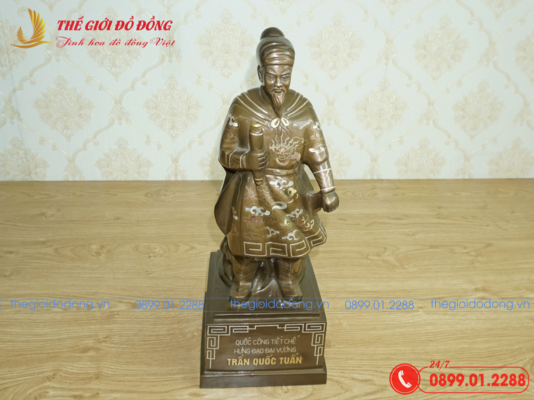 tuong-Tran-Hung-Dao-kham-tam-khi-cao-50cm-03 tượng Trần Hưng Đạo khảm tam khí cao 50cm - 03