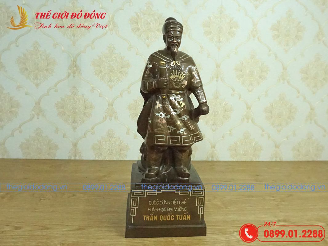 tuong-Tran-Hung-Dao-kham-tam-khi-cao-50cm-07 tượng Trần Hưng Đạo khảm tam khí cao 50cm - 07